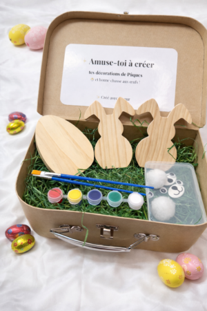 Kit créatif de Pâques personnalisé enfant – DIY peinture lapin & œuf